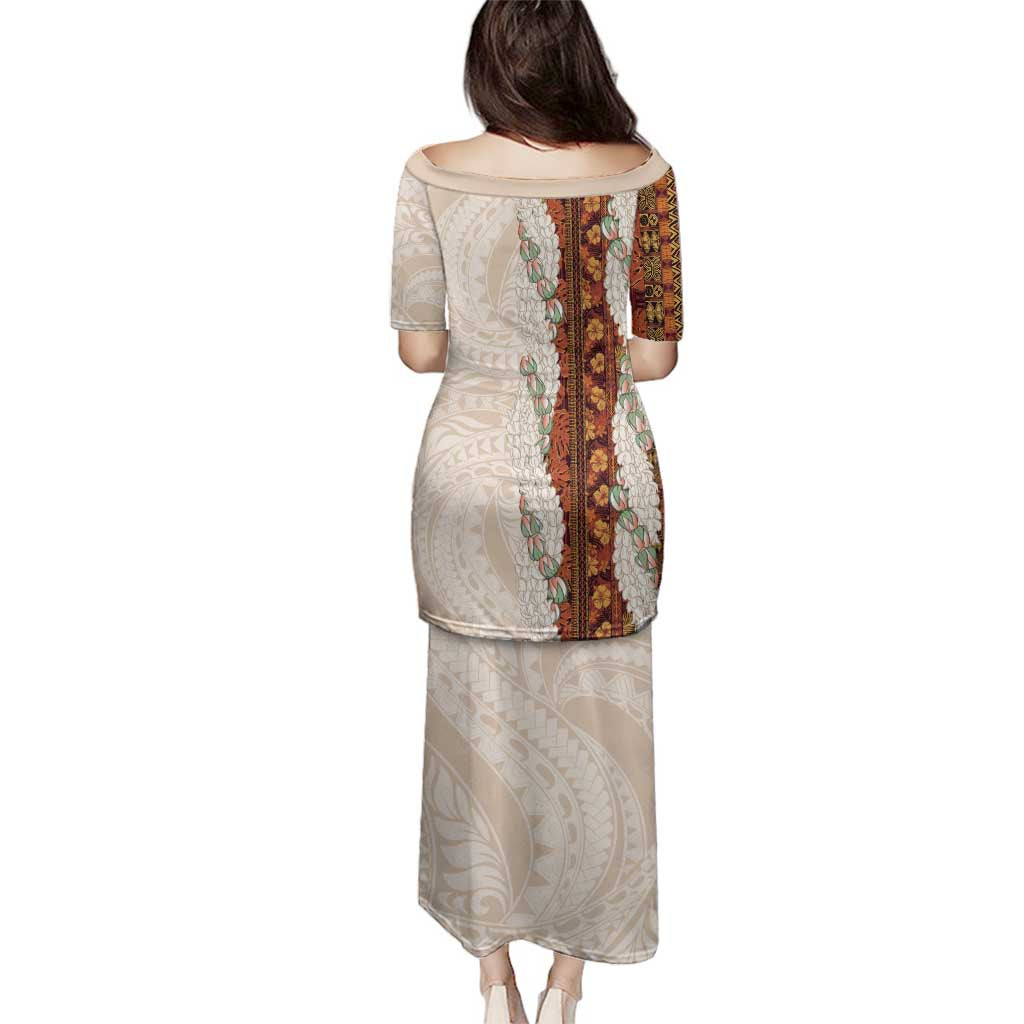 Aloha Hawaii Mikioi Lei Family Matching Puletasi and Hawaiian Shirt Cattail Red Tropical Flower Pattern - Polynesian Pride