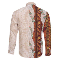 Aloha Hawaii Mikioi Lei Family Matching Short Sleeve Bodycon Dress and Hawaiian Shirt Cattail Red Tropical Flower Pattern - Polynesian Pride