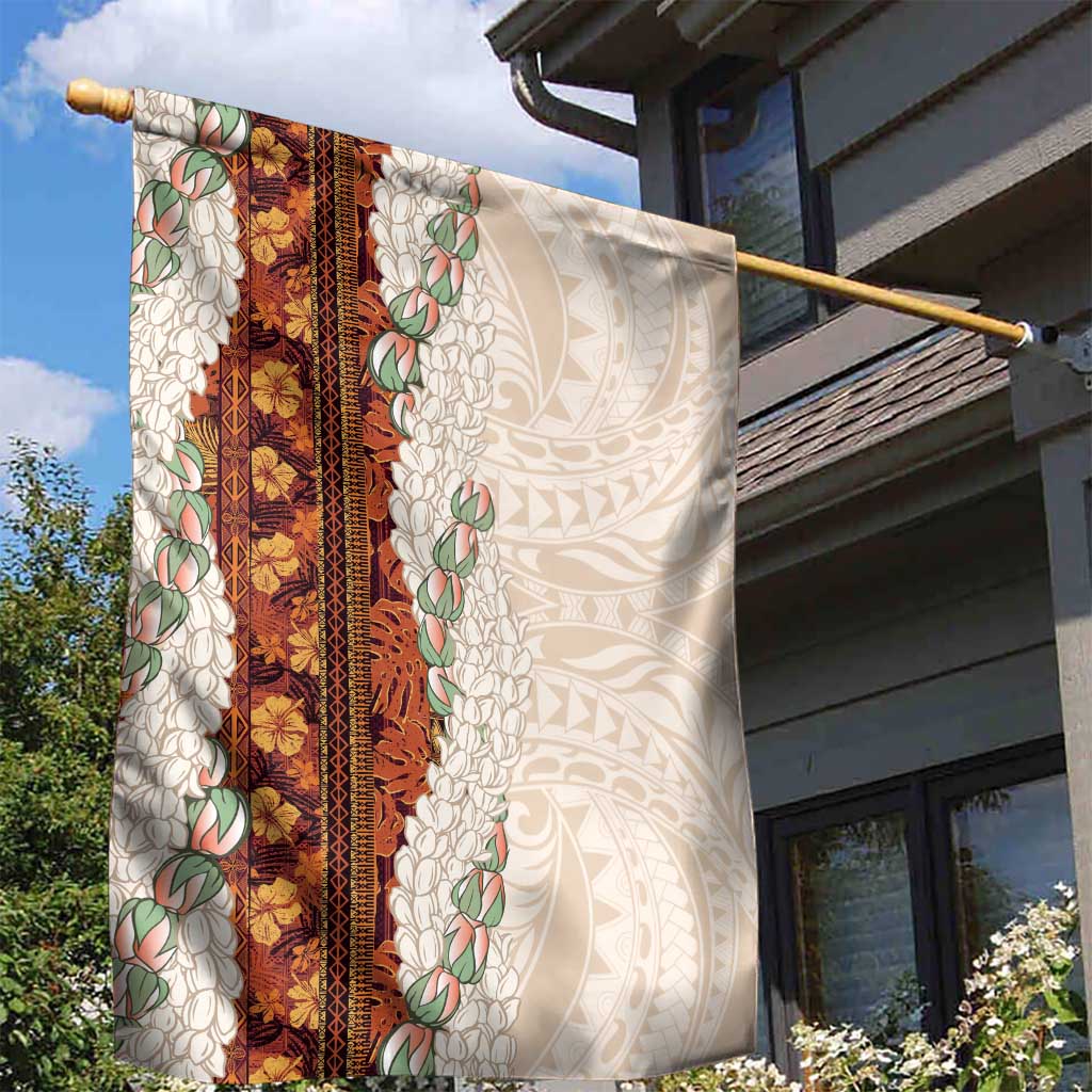 Aloha Hawaii Mikioi Lei Garden Flag Cattail Red Tropical Flower Pattern - Polynesian Pride