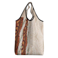 Aloha Hawaii Mikioi Lei Grocery Bag Cattail Red Tropical Flower Pattern - Polynesian Pride