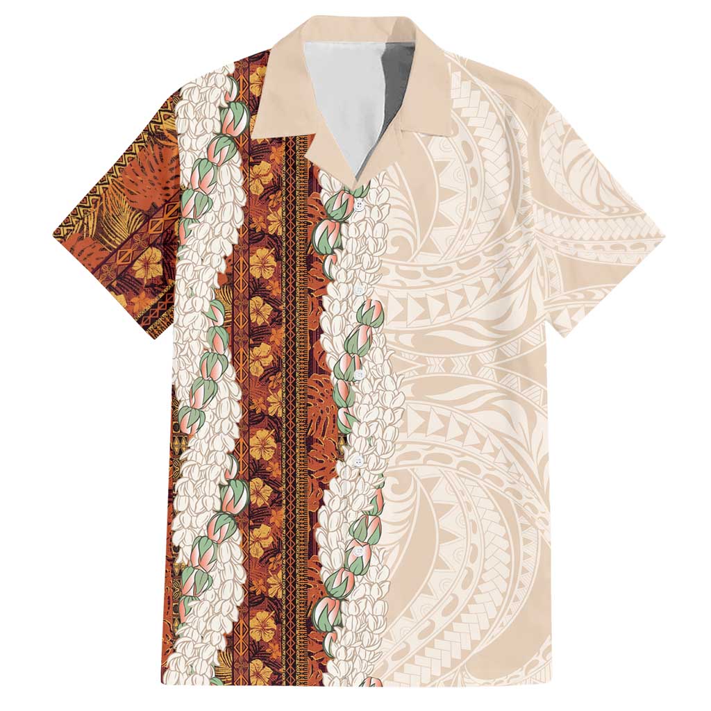 Aloha Hawaii Mikioi Lei Hawaiian Shirt Cattail Red Tropical Flower Pattern - Polynesian Pride