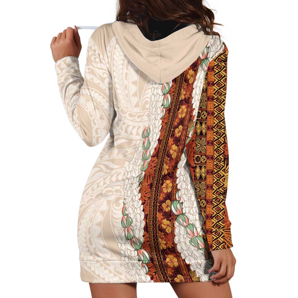 Aloha Hawaii Mikioi Lei Hoodie Dress Cattail Red Tropical Flower Pattern - Polynesian Pride