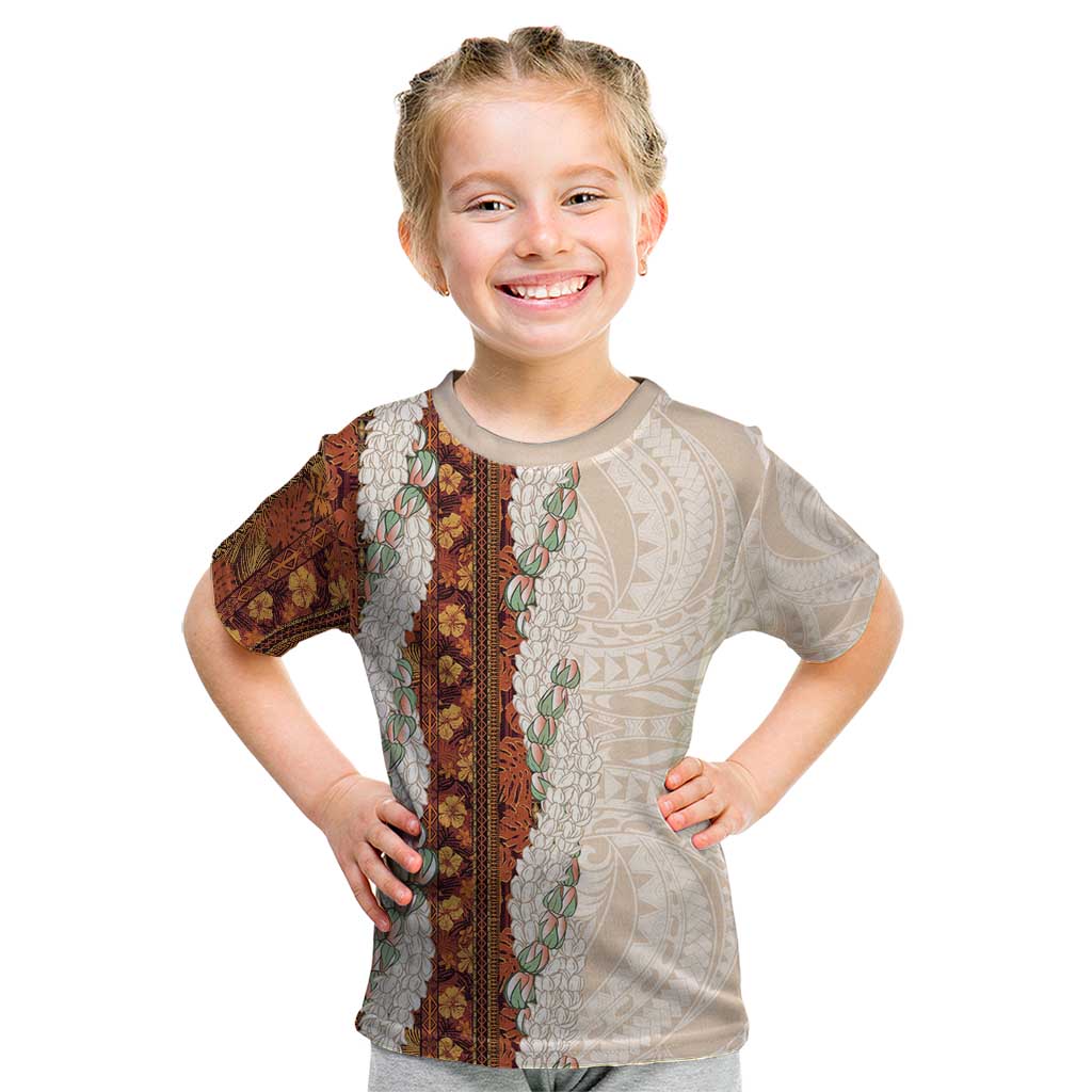 Aloha Hawaii Mikioi Lei Kid T Shirt Cattail Red Tropical Flower Pattern - Polynesian Pride