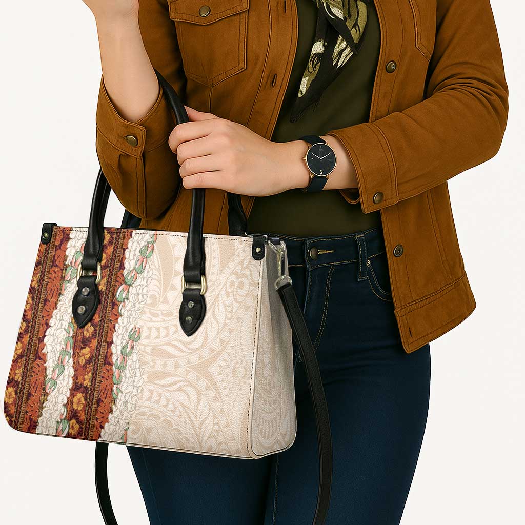 Aloha Hawaii Mikioi Lei Leather Bag Cattail Red Tropical Flower Pattern - Polynesian Pride