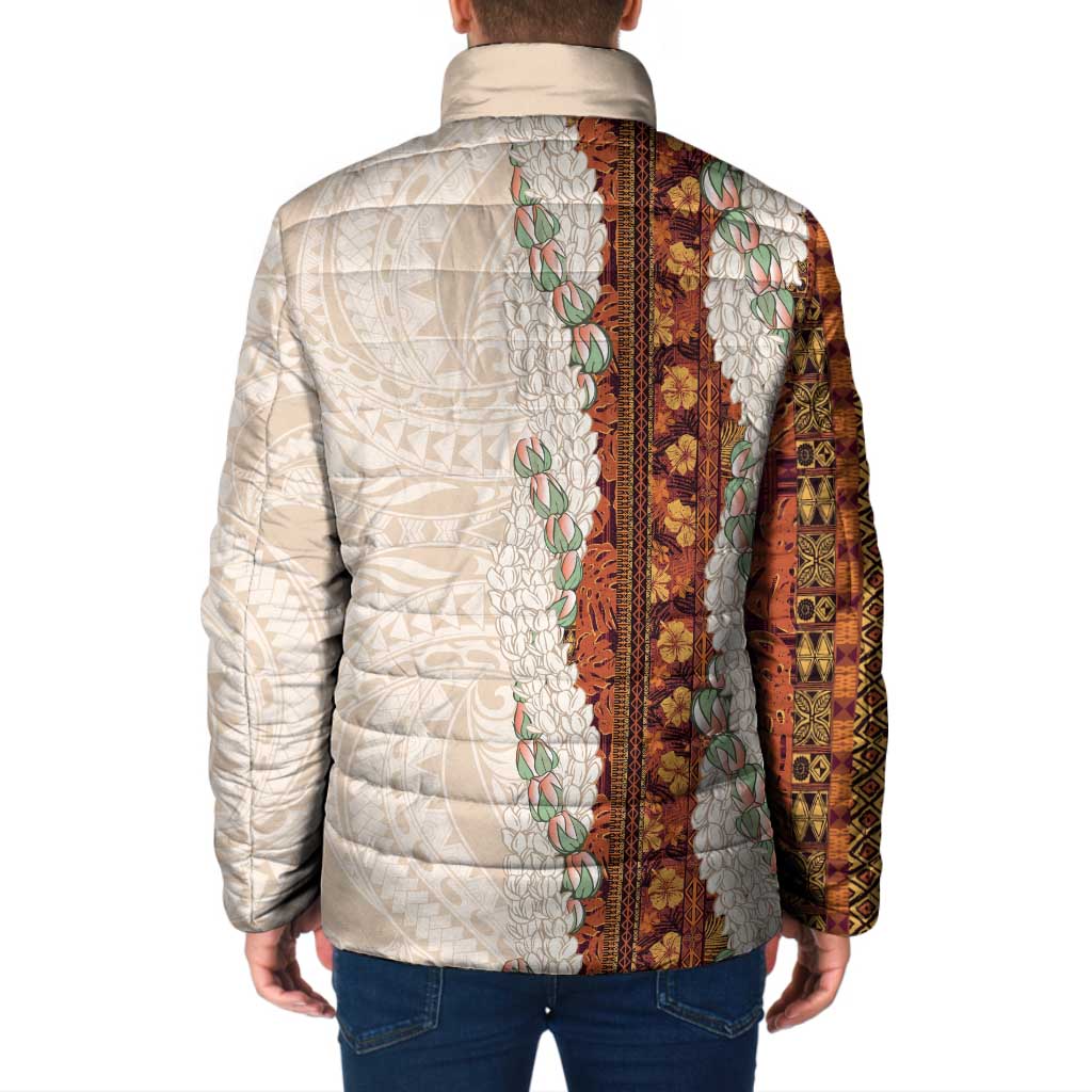 Aloha Hawaii Mikioi Lei Padded Jacket Cattail Red Tropical Flower Pattern - Polynesian Pride