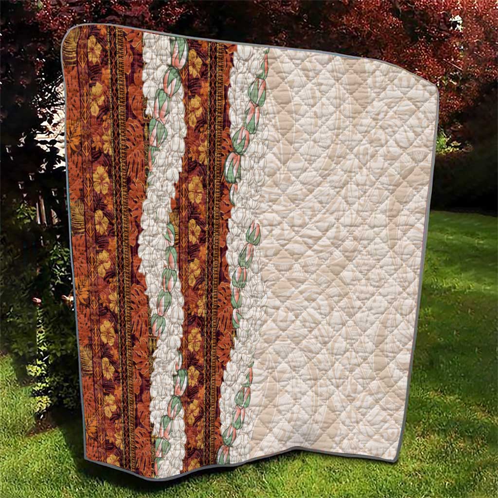 Aloha Hawaii Mikioi Lei Quilt Cattail Red Tropical Flower Pattern - Polynesian Pride
