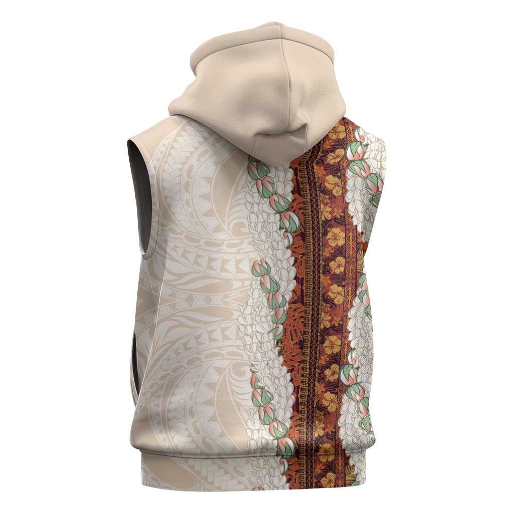 Aloha Hawaii Mikioi Lei Sleeveless Zip Hoodie Cattail Red Tropical Flower Pattern LT14