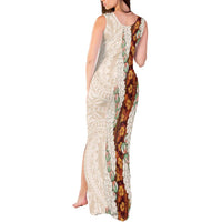 Aloha Hawaii Mikioi Lei Tank Maxi Dress Cattail Red Tropical Flower Pattern - Polynesian Pride