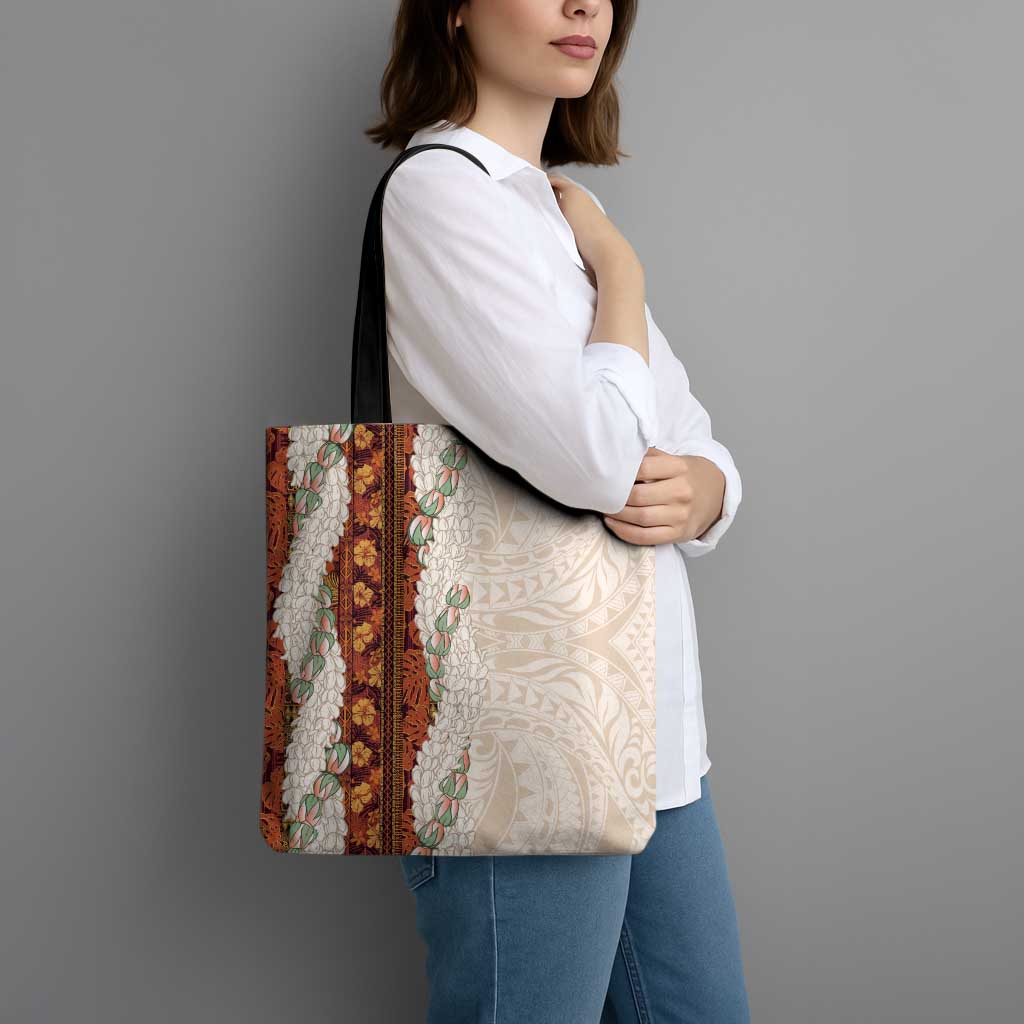 Aloha Hawaii Mikioi Lei Tote Bag Cattail Red Tropical Flower Pattern - Polynesian Pride