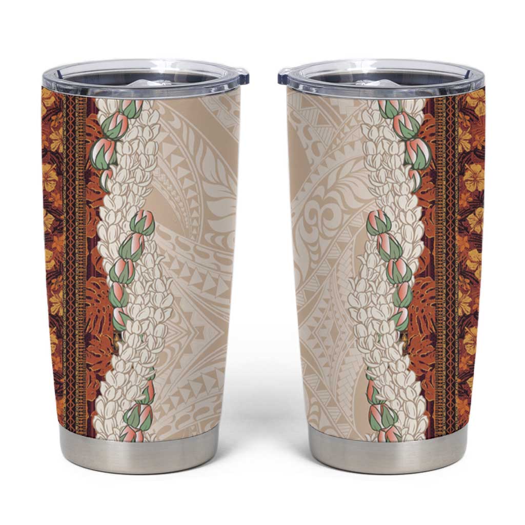 Aloha Hawaii Mikioi Lei Tumbler Cup Cattail Red Tropical Flower Pattern - Polynesian Pride