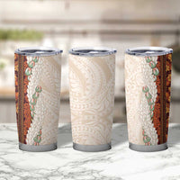 Aloha Hawaii Mikioi Lei Tumbler Cup Cattail Red Tropical Flower Pattern - Polynesian Pride