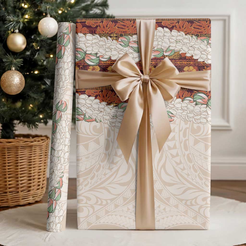 Aloha Hawaii Mikioi Lei Wrapping Paper Cattail Red Tropical Flower Pattern - Polynesian Pride