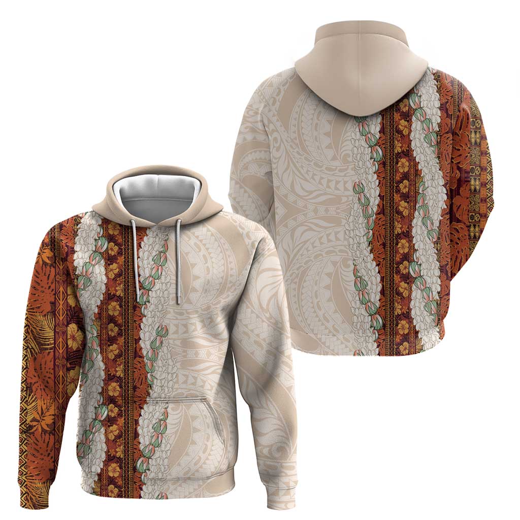 Aloha Hawaii Mikioi Lei Zip Hoodie Cattail Red Tropical Flower Pattern - Polynesian Pride