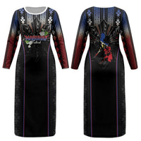 Mabuhay Philippines Festival Couples Matching Long Sleeve Bodycon Dress and Long Sleeve Button Shirt Filipino Map Sampaguita Igorot Pattern LT14 - Polynesian Pride