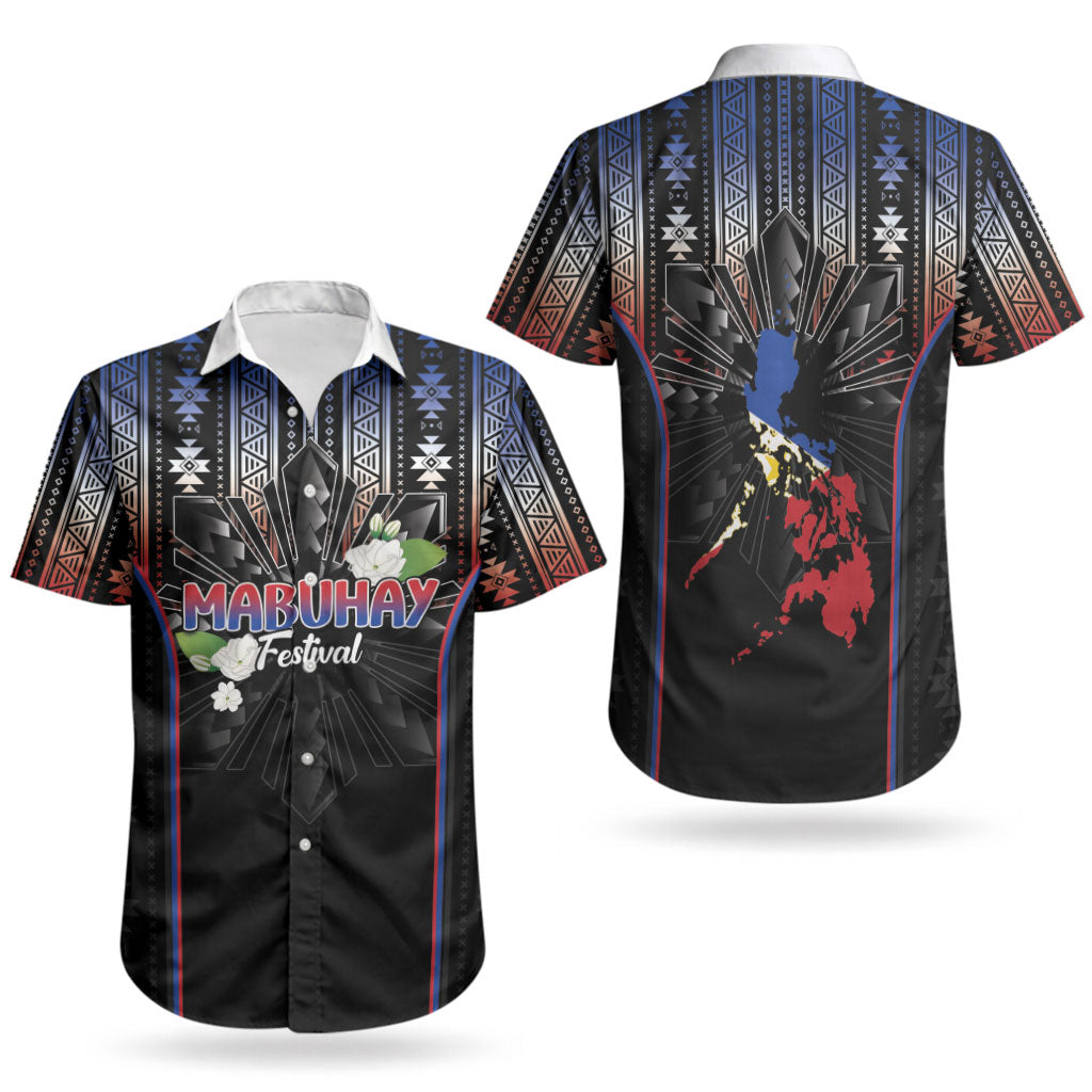 Mabuhay Philippines Festival Couples Matching Off Shoulder Short Dress and Hawaiian Shirt Filipino Map Sampaguita Igorot Pattern LT14 - Polynesian Pride