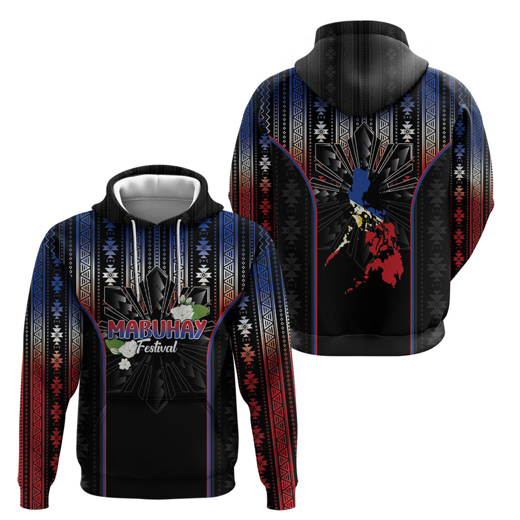 Mabuhay Philippines Festival Hoodie Filipino Map Sampaguita Igorot Pattern LT14 - Polynesian Pride