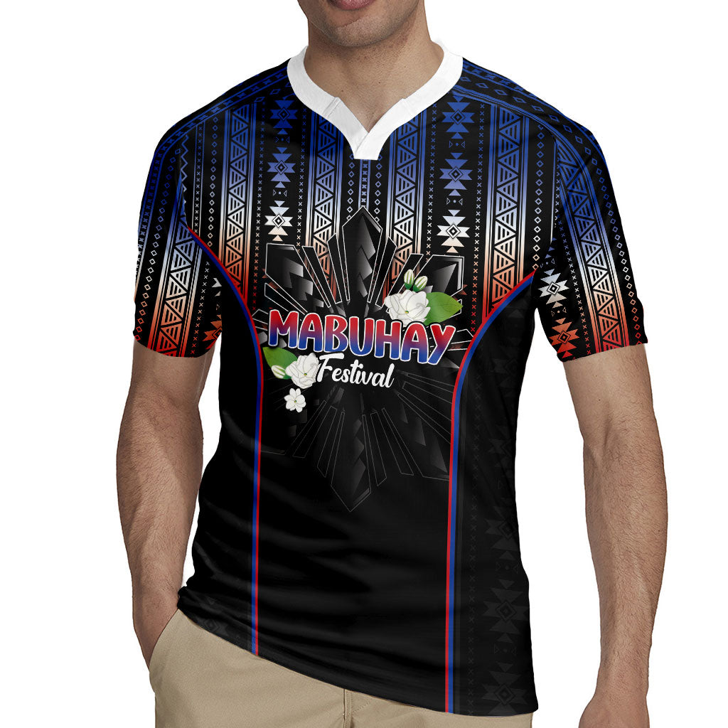 Mabuhay Philippines Festival Rugby Jersey Filipino Map Sampaguita Igorot Pattern LT14 - Polynesian Pride