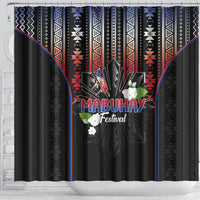 Mabuhay Philippines Festival Shower Curtain Filipino Map Sampaguita Igorot Pattern LT14 - Polynesian Pride