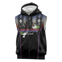 Mabuhay Philippines Festival Sleeveless Zip Hoodie Filipino Map Sampaguita Igorot Pattern LT14 Black - Polynesian Pride