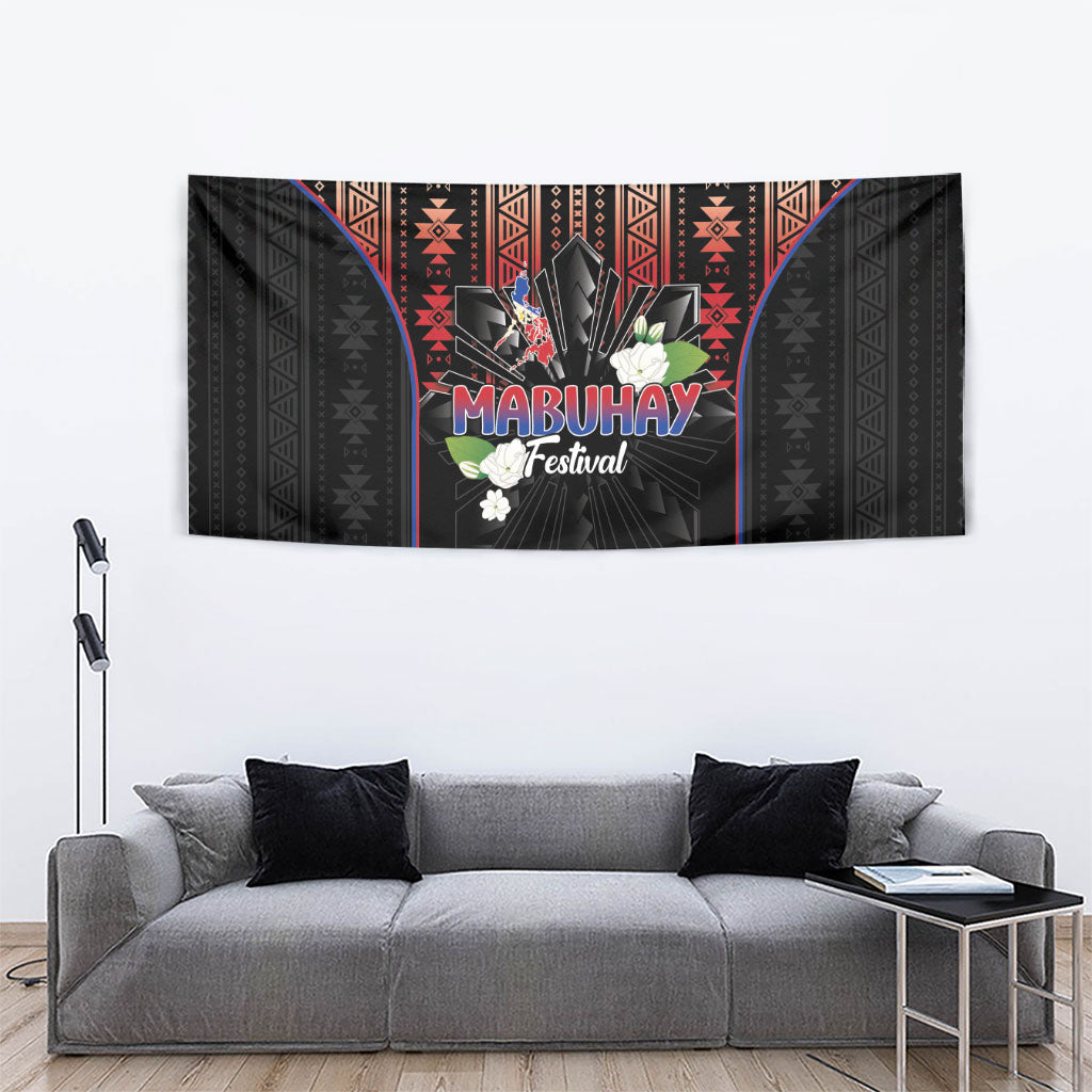 Mabuhay Philippines Festival Tapestry Filipino Map Sampaguita Igorot Pattern LT14 - Polynesian Pride