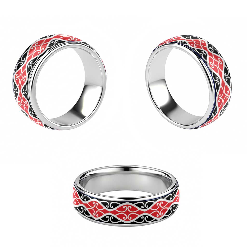 New Zealand Patiki Kowhaiwhai Motif Classic Ring - Polynesian Pride
