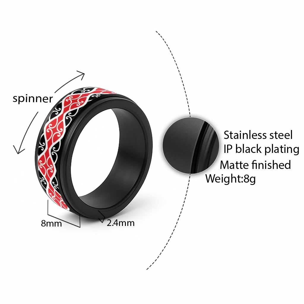 New Zealand Patiki Kowhaiwhai Motif Spinner Ring - Polynesian Pride