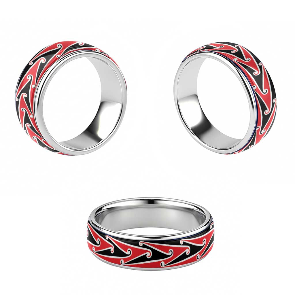 New Zealand Puhoro Kowhaiwhai Motif Classic Ring - Polynesian Pride