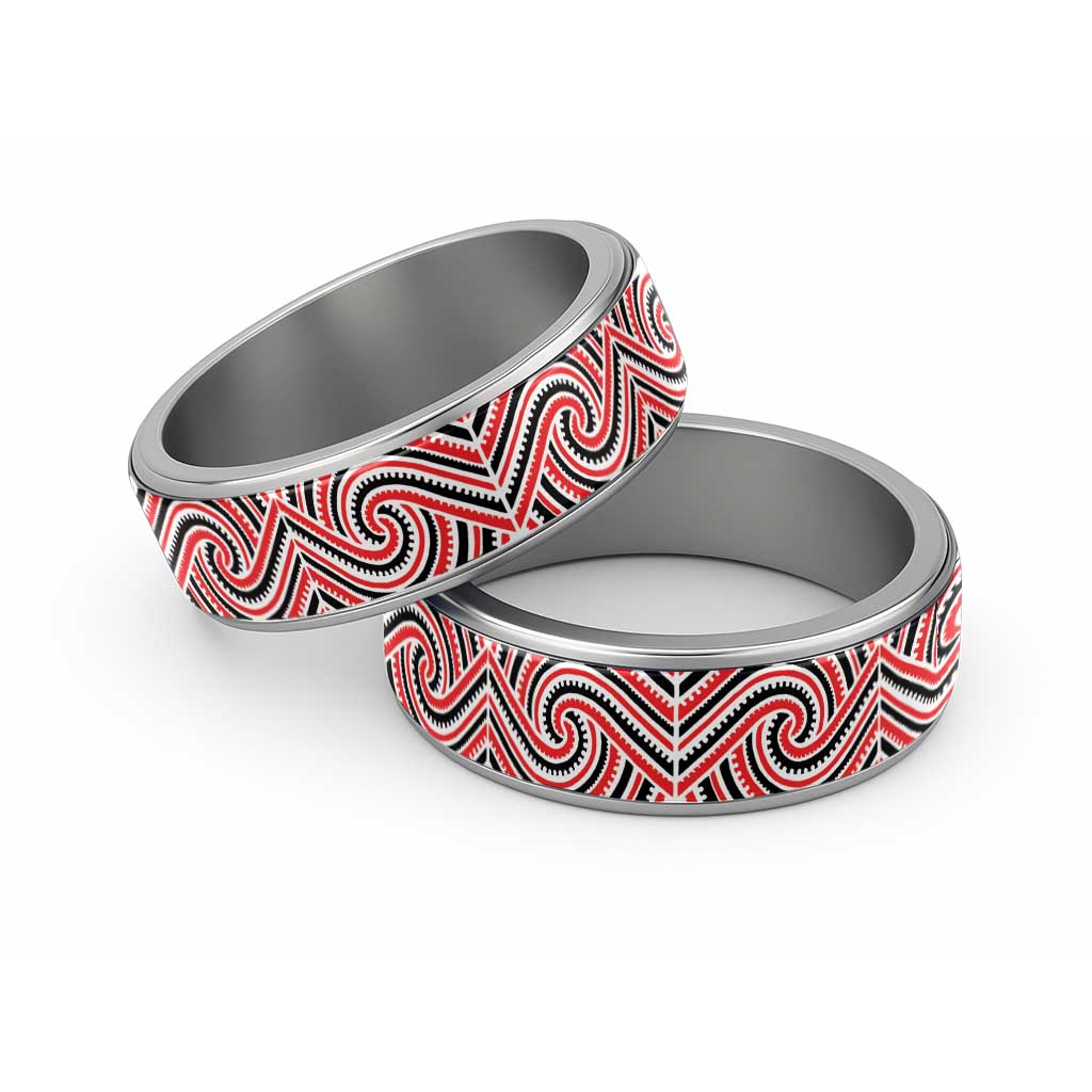 New Zealand Maori Maui Koru Kowhaiwhai Motif Classic Ring - Polynesian Pride