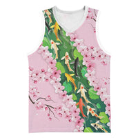 Koi Fish Sakura Japan Basketball Jersey Eternal Flow Cherry Blossom Seigaiha Pattern