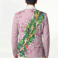 Koi Fish Sakura Japan Blazer Eternal Flow Cherry Blossom Seigaiha Pattern