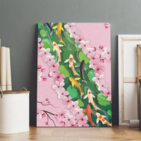 Koi Fish Sakura Japan Canvas Wall Art Eternal Flow Cherry Blossom Seigaiha Pattern