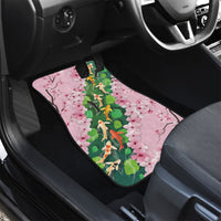 Koi Fish Sakura Japan Car Mats Eternal Flow Cherry Blossom Seigaiha Pattern