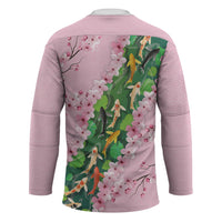 Koi Fish Sakura Japan Hockey Jersey Eternal Flow Cherry Blossom Seigaiha Pattern