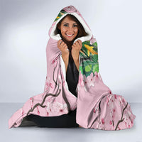 Koi Fish Sakura Japan Hooded Blanket Eternal Flow Cherry Blossom Seigaiha Pattern