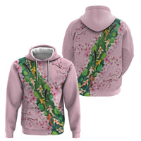 Koi Fish Sakura Japan Hoodie Eternal Flow Cherry Blossom Seigaiha Pattern