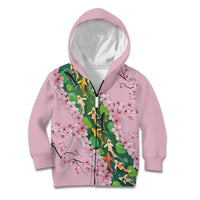 Koi Fish Sakura Japan Kid Hoodie Eternal Flow Cherry Blossom Seigaiha Pattern