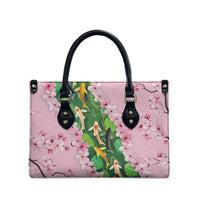 Koi Fish Sakura Japan Leather Bag Eternal Flow Cherry Blossom Seigaiha Pattern
