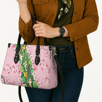 Koi Fish Sakura Japan Leather Bag Eternal Flow Cherry Blossom Seigaiha Pattern