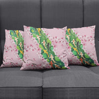Koi Fish Sakura Japan Pillow Cover Eternal Flow Cherry Blossom Seigaiha Pattern
