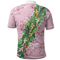 Koi Fish Sakura Japan Polo Shirt Eternal Flow Cherry Blossom Seigaiha Pattern