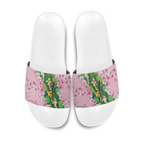 Koi Fish Sakura Japan Slide Sandals Eternal Flow Cherry Blossom Seigaiha Pattern