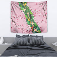 Koi Fish Sakura Japan Tapestry Eternal Flow Cherry Blossom Seigaiha Pattern