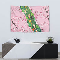 Koi Fish Sakura Japan Tapestry Eternal Flow Cherry Blossom Seigaiha Pattern