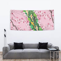 Koi Fish Sakura Japan Tapestry Eternal Flow Cherry Blossom Seigaiha Pattern