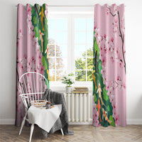 Koi Fish Sakura Japan Window Curtain Eternal Flow Cherry Blossom Seigaiha Pattern