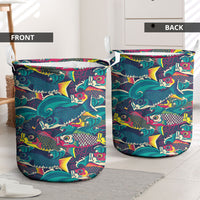 Japan Koinobori Laundry Basket Japanese Koi Flag Waves Pattern