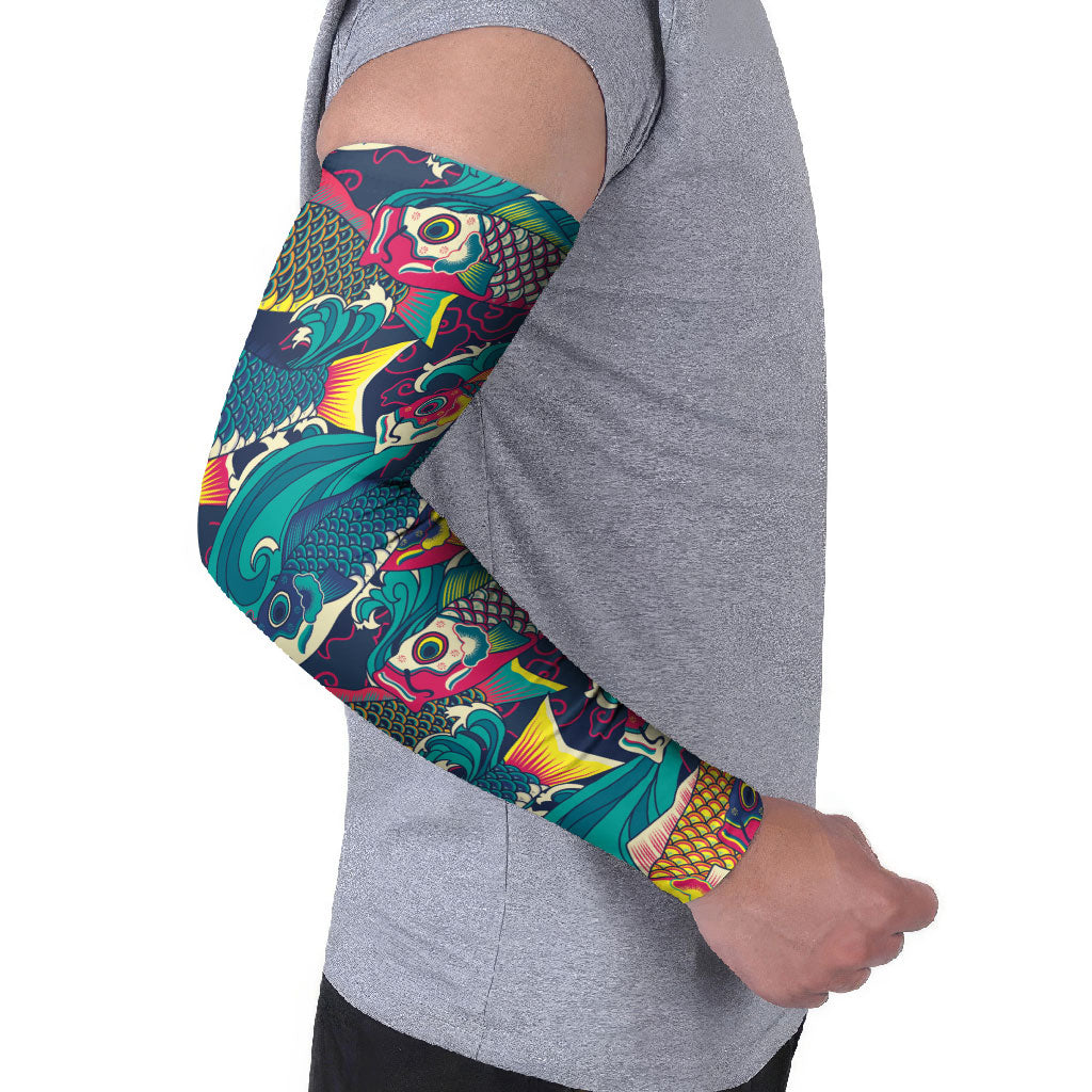 Japan Koinobori Arm Sleeves Japanese Koi Flag Waves Pattern