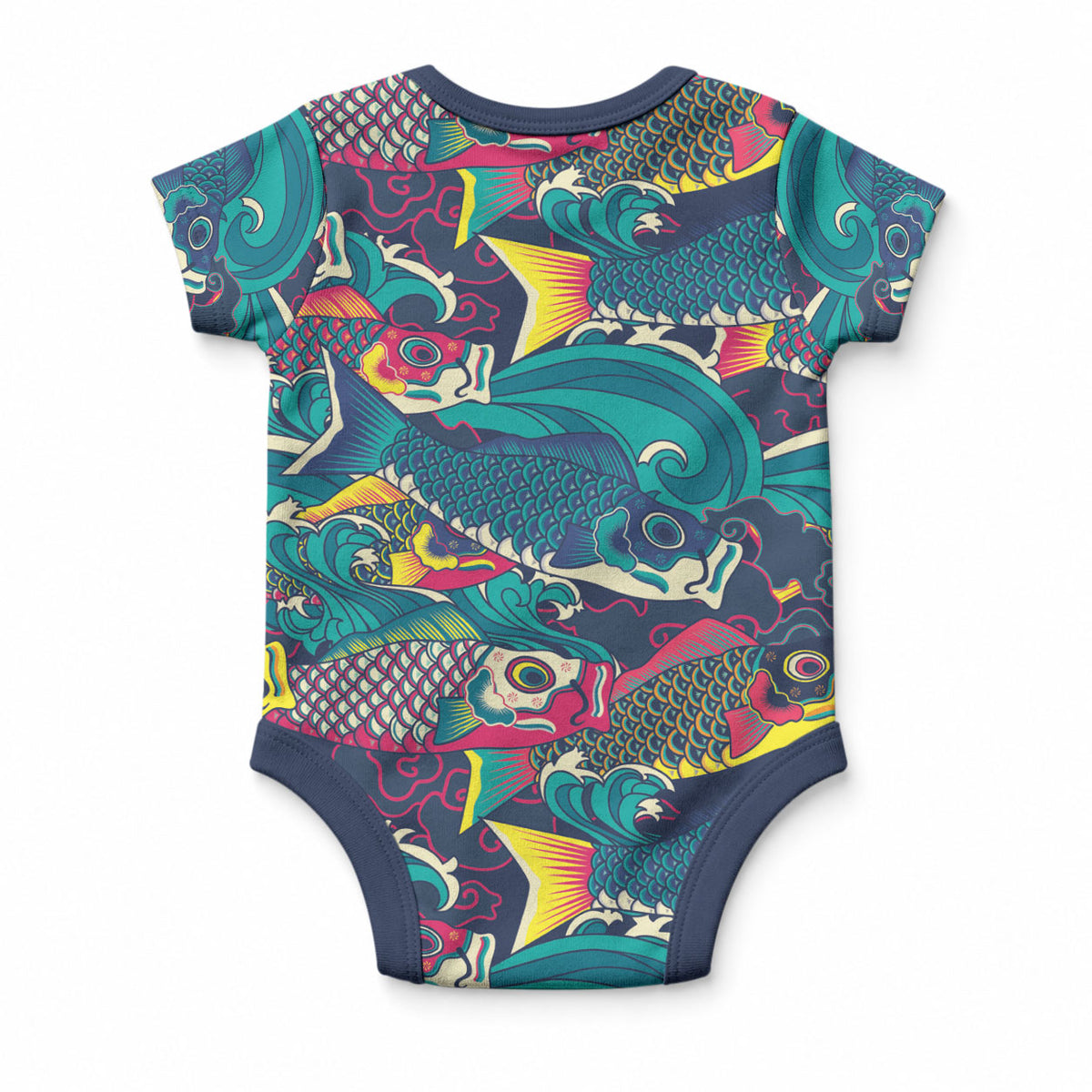 Japan Koinobori Baby Onesie Japanese Koi Flag Waves Pattern
