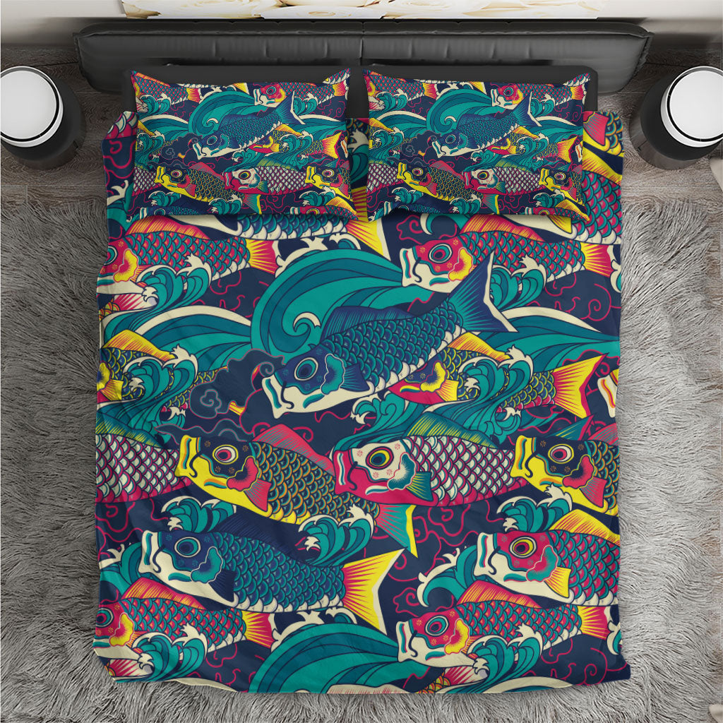 Japan Koinobori Bedding Set Japanese Koi Flag Waves Pattern