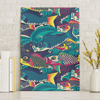 Japan Koinobori Canvas Wall Art Japanese Koi Flag Waves Pattern